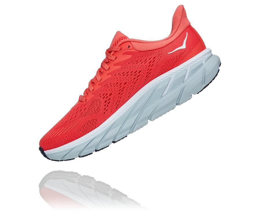 Hoka One One Clifton 7 Löparskor Dam - Röda/Vita - HEJPA-0129